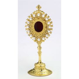 Relikwiarz z kamieniami szlachetnymi, pozłacany - 20 cm (1)