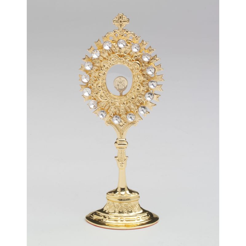 Relikwiarz - 20 cm z kamieniami szlachetnymi, pozłacany - Relikwiarz - 20 cm z kamieniami szlachetnymi, pozłacany
