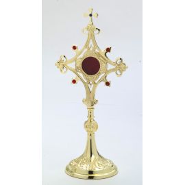 Relikwiarz z kamieniami szlachetnymi, pozłacany - 30 cm