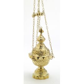 Trybularz mosiężny, zdobiony - 25 cm. - TRYBULARZE, ŁÓDKI