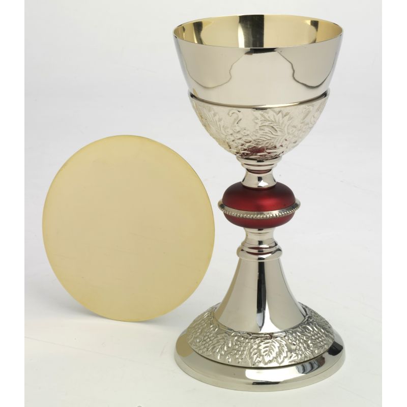 Kielich z czerwonym pierścieniem + patena - 24 cm - Kielich z czerwonym pierścieniem + patena - 24 cm