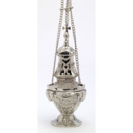 Trybularz mosiężny, niklowany, odlewany - 30 cm - TRYBULARZE, ŁÓDKI