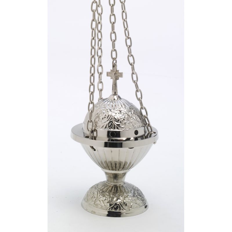 Trybularz mosiężny niklowany wys. 18 cm - Trybularz mosiężny niklowany wys. 18 cm