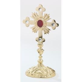 Relikwiarz - 28 cm, z kamieniami szlachetnymi, pozłacany