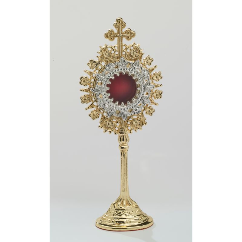 Relikwiarz pozłacany - 19,5 cm - Relikwiarz z kamieniami szlachetnymi, pozłacany - 19,5 cm