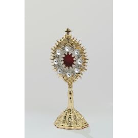 Relikwiarz  - 14,5 cm, z kamieniami szlachetnymi, pozłacany - zdjęcie 2 - Relikwiarz z kamieniami szlachetnymi, pozłacany - 14,5 cm