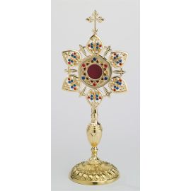 Relikwiarz - 39 cm, z kamieniami szlachetnymi, pozłacany