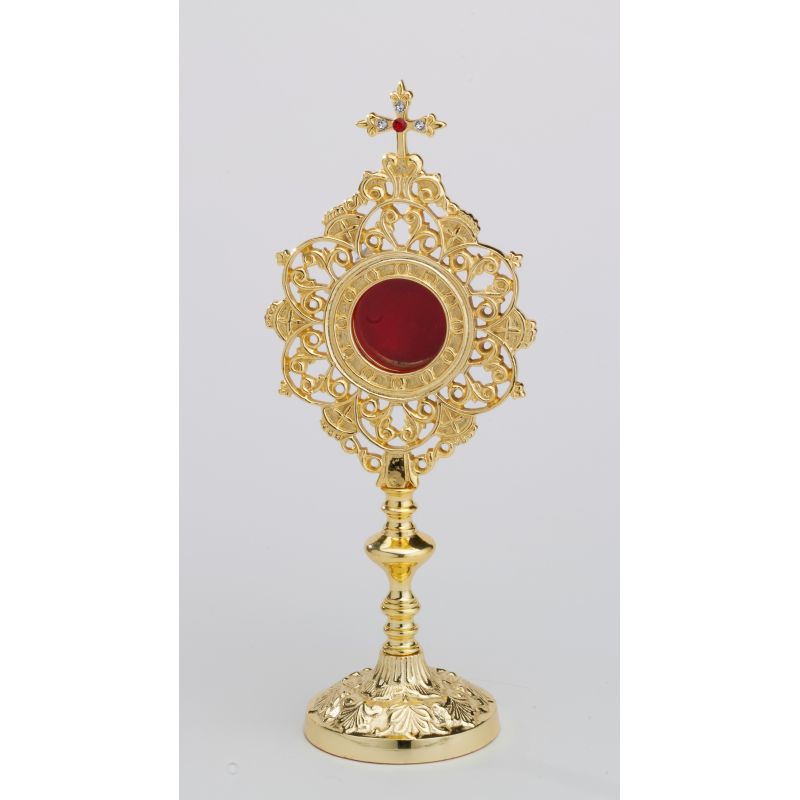 Relikwiarz - 25 cm z kamieniami szlachetnymi, pozłacany (1) - Relikwiarz z kamieniami szlachetnymi, pozłacany - 25 cm (1)