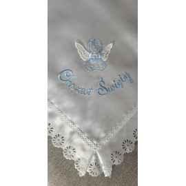 Szatka do chrztu - kwadrat, haft niebieski - zdjęcie 2 - Szatka do chrztu - kwadrat, haft niebieski