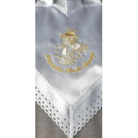 Szatka do chrztu - serce, haft złoty - zdjęcie 2 - Szatka do chrztu - serce, haft złoty