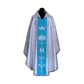 Ornat Maryjny niebieski + ornament srebrny (59A) - Ornaty Maryjne