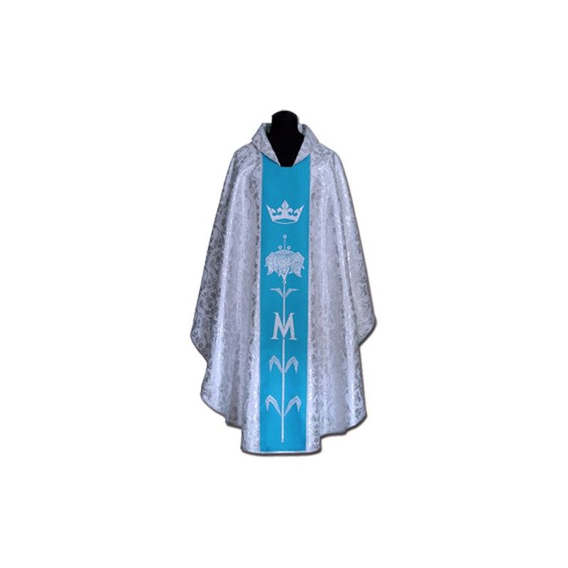 Ornat Maryjny niebieski + ornament srebrny (59A) - Ornat Maryjny niebieski + ornament srebrny (59A)