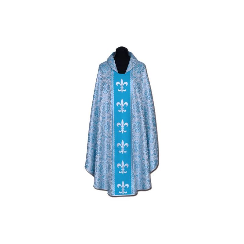Ornat Maryjny niebieski + ornament srebrny (57A) - Ornat Maryjny niebieski + ornament srebrny (57A)