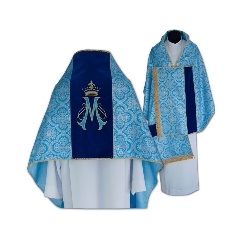 Welon liturgiczny Maryjny haftowany, pas aksamit (15) - Welon liturgiczny Maryjny haftowany, pas aksamit (15)