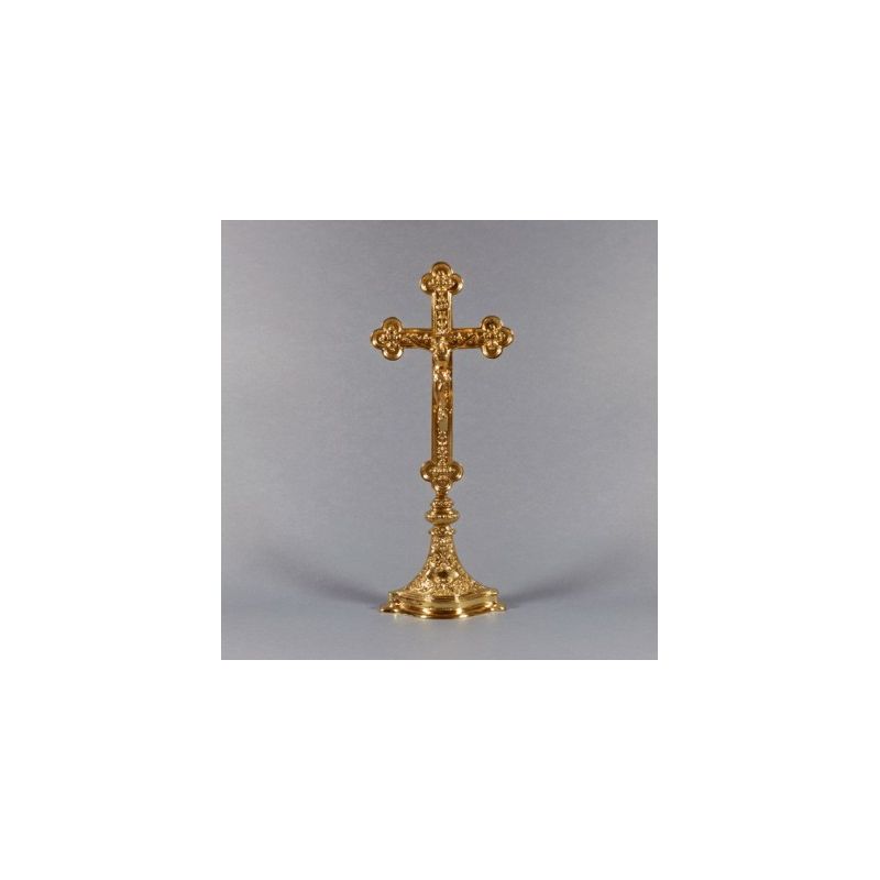 Krzyż ołtarzowy mosiężny wys. 39 cm - Krzyż ołtarzowy mosiężny wys. 39 cm