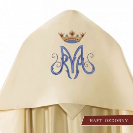 Welon liturgiczny Maryjny haftowany, ecru satyna (19) - zdjęcie 2 - Welon liturgiczny Maryjny haftowany, ecru satyna (19)