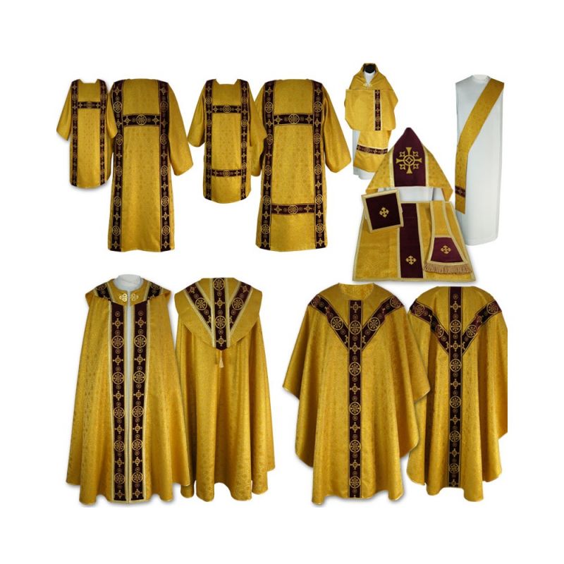 Komplet Szat Liturgicznych - aksamitne pasy - Komplet Szat Liturgicznych - aksamitne pasy