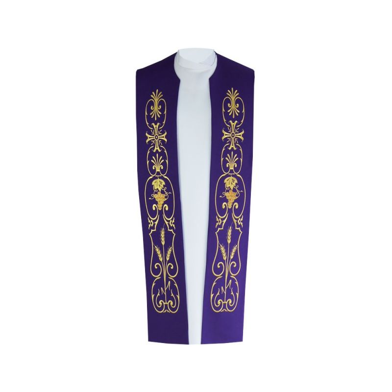 Stuła kapłańska bawełniana - złoty haft - kolory liturgiczne - Stuła kapłańska bawełniana - złoty haft