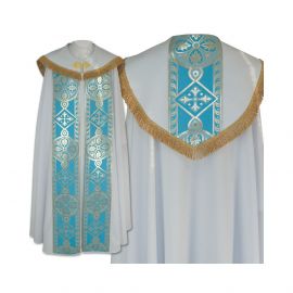 Kapa wzór Maryjny - niebieskie pasy (6) - KAPY LITURGICZNE