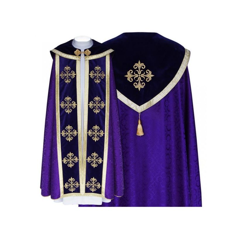Kapa wzór gotycki - tkanina żakard - kolory liturgiczne (11) - Kapa fioletowa wzór gotycki - tkanina żakard (11)