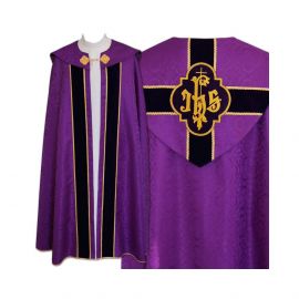 Kapa fioletowa wzór gotycki - tkanina żakard (15) - KAPY LITURGICZNE