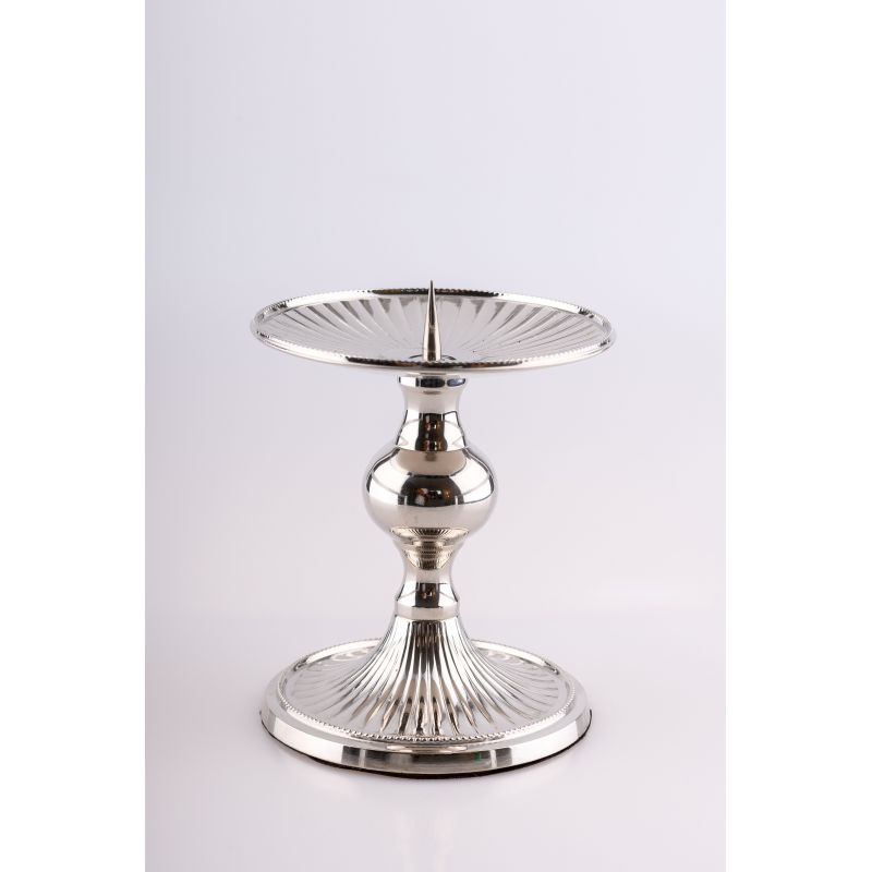 Lichtarz pojedynczy mosiężny, niklowany - 12 cm (2 sztuki) - Lichtarz pojedynczy mosiężny, niklowany - 12 cm (2 sztuki)