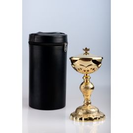 Puszka na komunikanty + futerał, mosiężna , pozłacana - 27 cm (62)