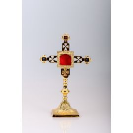 Relikwiarz pozłacany 25 cm + kamienie ozdobne (11)