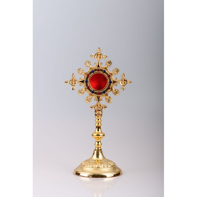 Relikwiarz pozłacany 25 cm - kamienie ozdobne (12) - Relikwiarz pozłacany 25 cm - kamienie ozdobne (12)