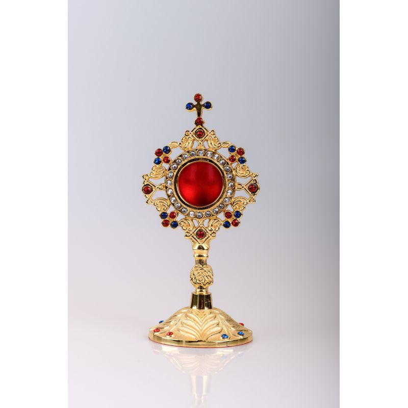Relikwiarz pozłacany 20 cm - kamienie ozdobne (15) - Relikwiarz pozłacany 20 cm - kamienie ozdobne (15)
