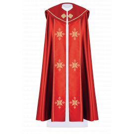 Kapa liturgiczna haftowana IHS - czerwona (38) - zdjęcie 2 - Kapa liturgiczna haftowana IHS - czerwona (38)
