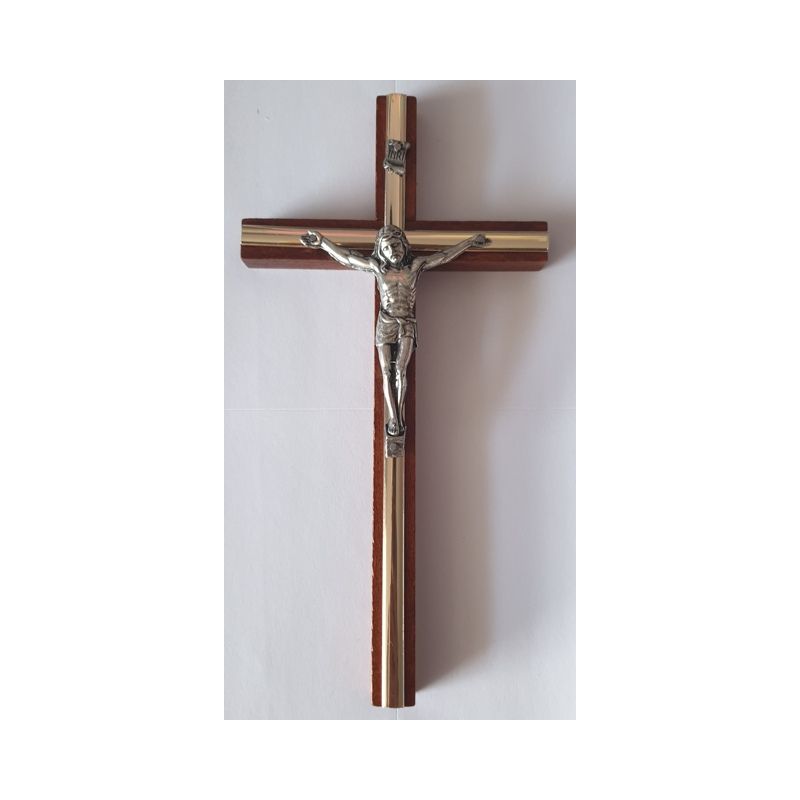 Krzyż drewniany na ścianę - 10 cm x 20 cm, ciemny brąz (1) - Krzyż drewniany na ścianę - 10 cm x 20 cm, ciemny brąz (1)