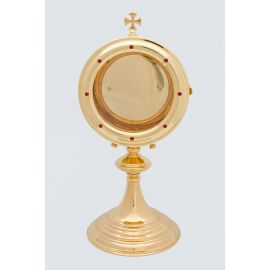 Kustodia na dużą hostię, mosiężna, pozłacana - 36 cm