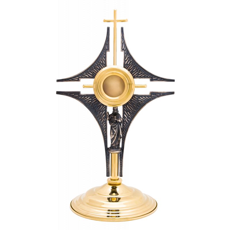 Relikwiarz mosiężny, pozłacany - 30 cm - Relikwiarz mosiężny, pozłacany - 30 cm