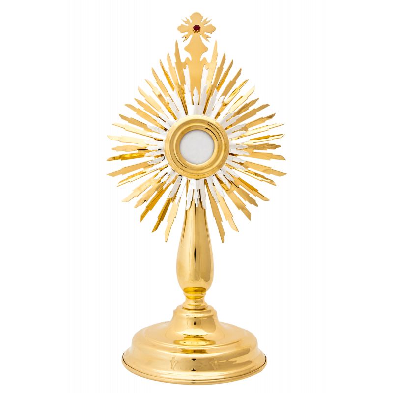 Relikwiarz mosiężny, złocony - 33 cm - Relikwiarz mosiężny, złocony - 33 cm