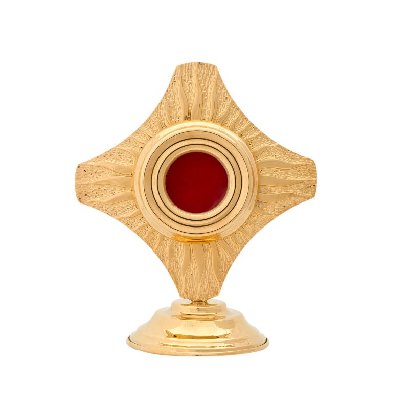 Relikwiarz mosiężny, pozłacany - 15 cm - Relikwiarz mosiężny, pozłacany - 15 cm