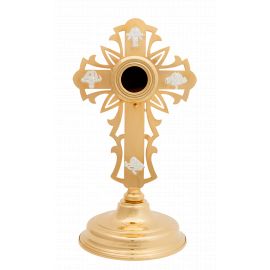 Relikwiarz mosiężny, pozłacany - 29 cm - zdjęcie 2 - Relikwiarz mosiężny, pozłacany - 29 cm