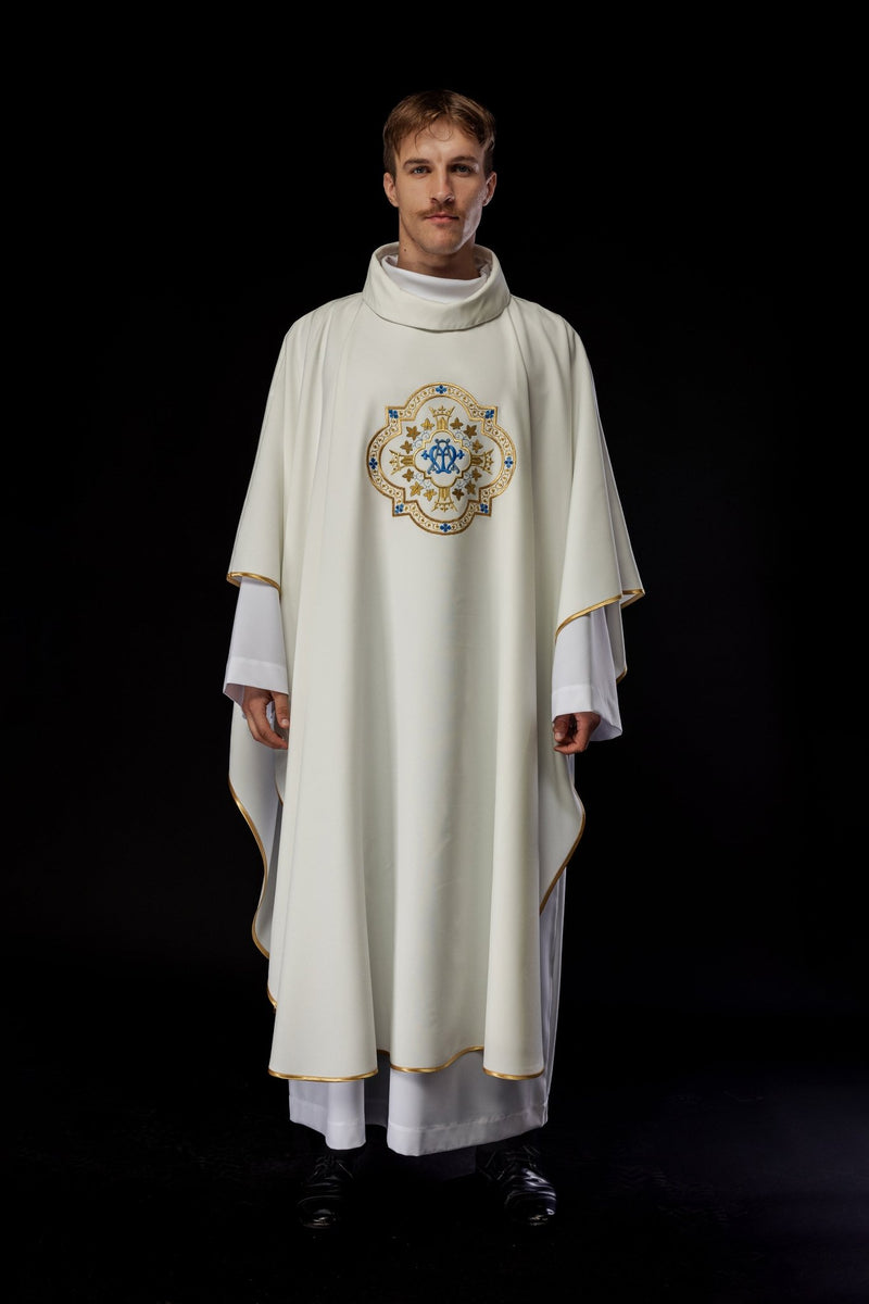 Ornat haftowany maryjny - ecru (H191) - Ornaty Maryjne