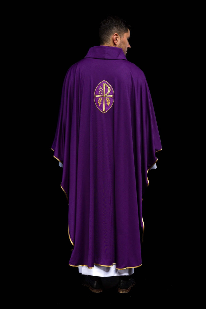 Ornat haftowany z symbolem Alfa, Omega i symbol PAX - fiolet (H193) - zdjęcie 5