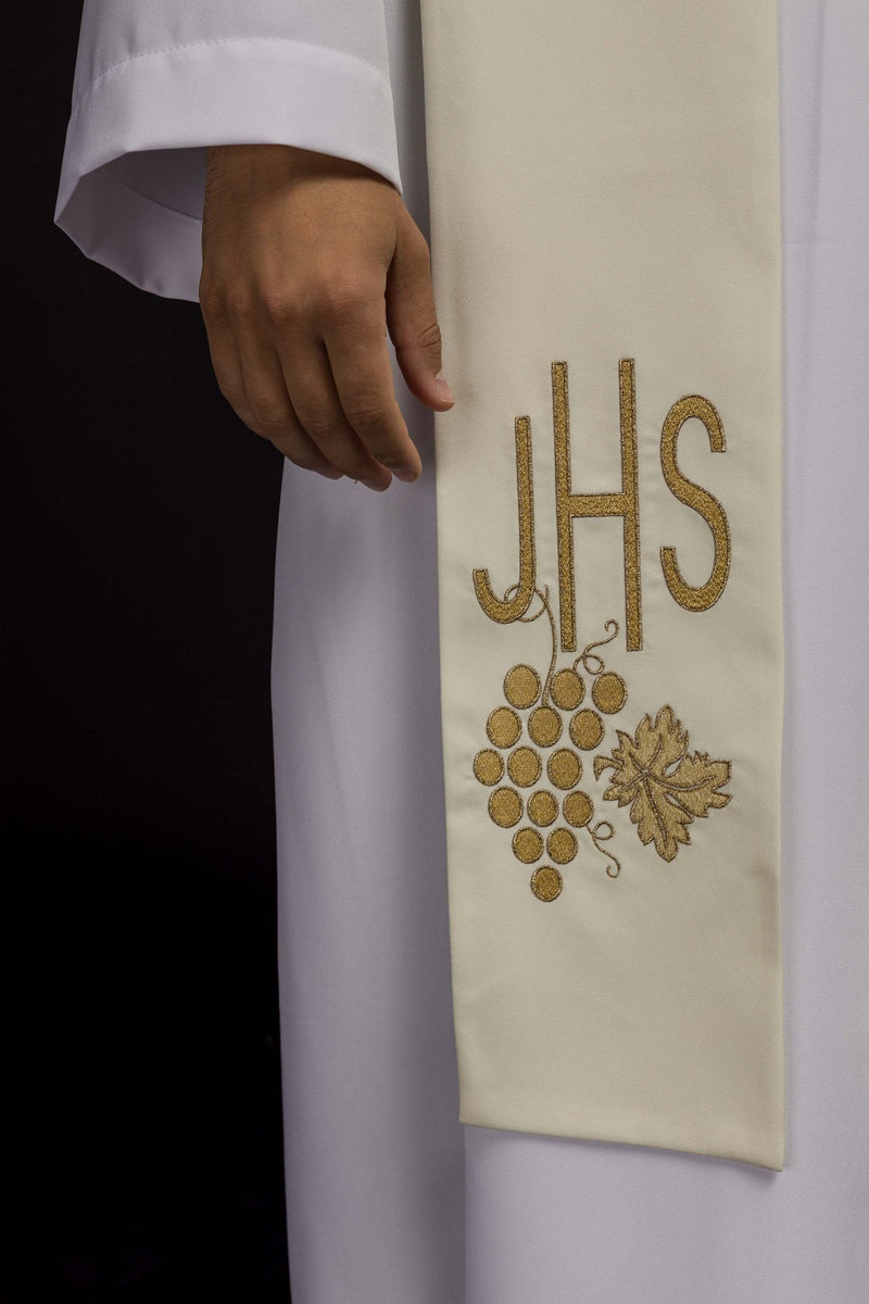 Stuła haftowana ecru IHS (48H) - zdjęcie 2