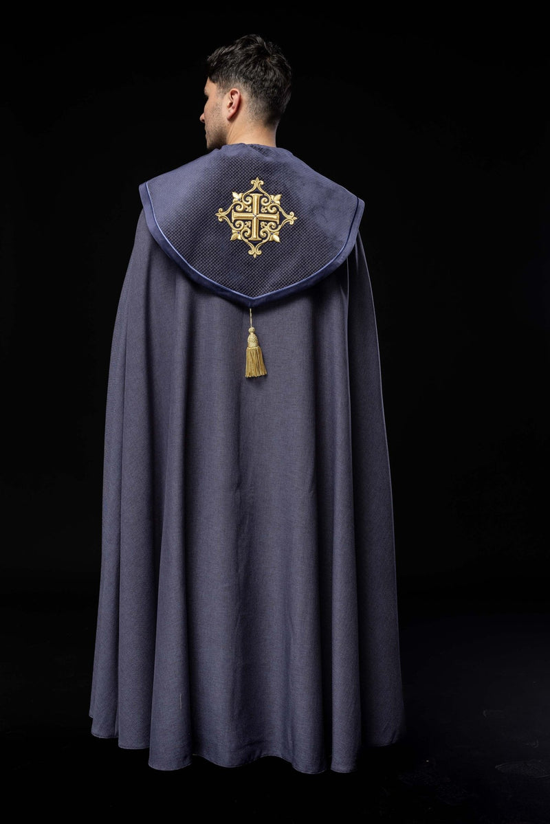 Kapa liturgiczna fioletowa, haftowana, aksamitny fioletowy pas (31H) - zdjęcie 6
