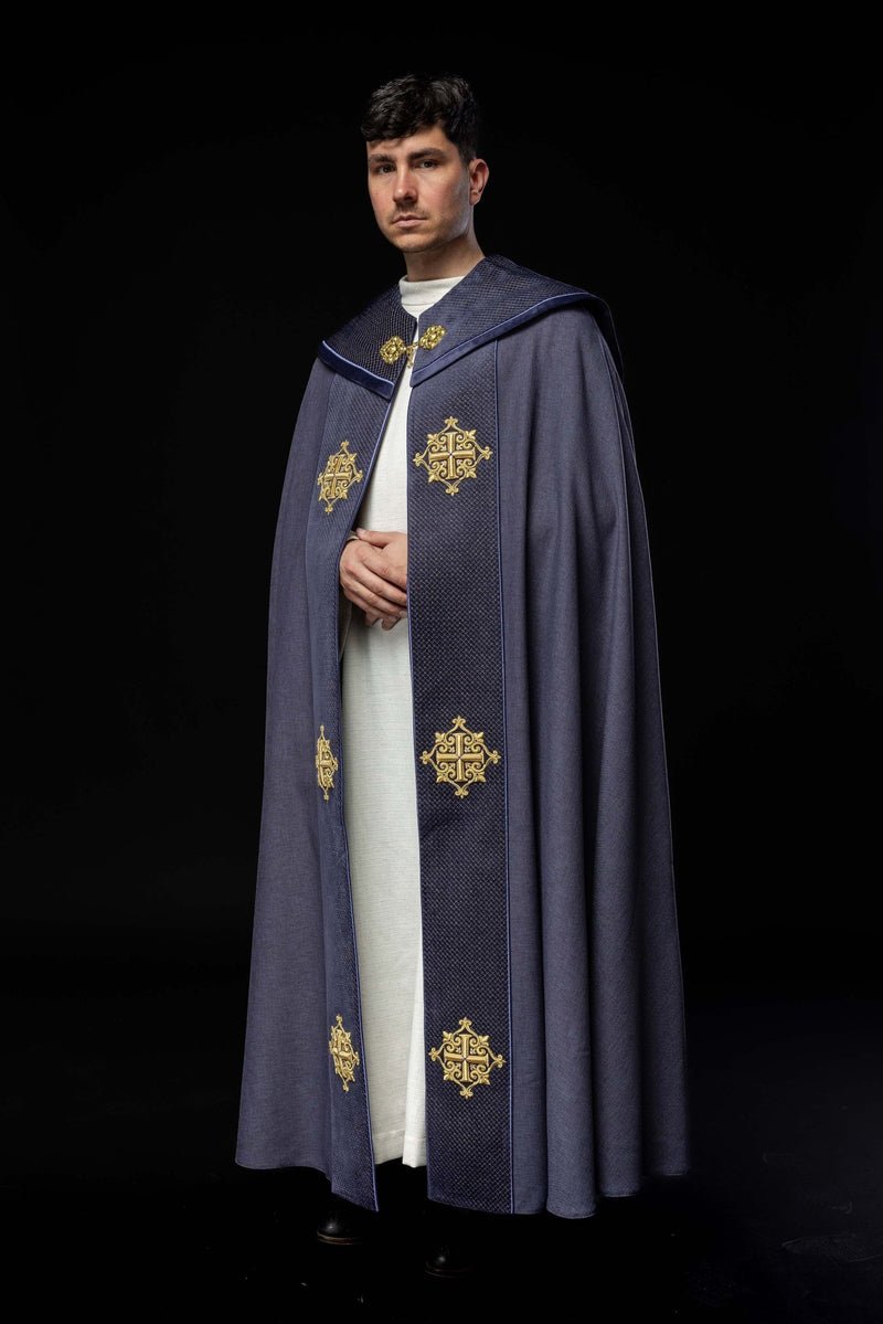 Kapa liturgiczna fioletowa, haftowana, aksamitny fioletowy pas (31H) - zdjęcie 7