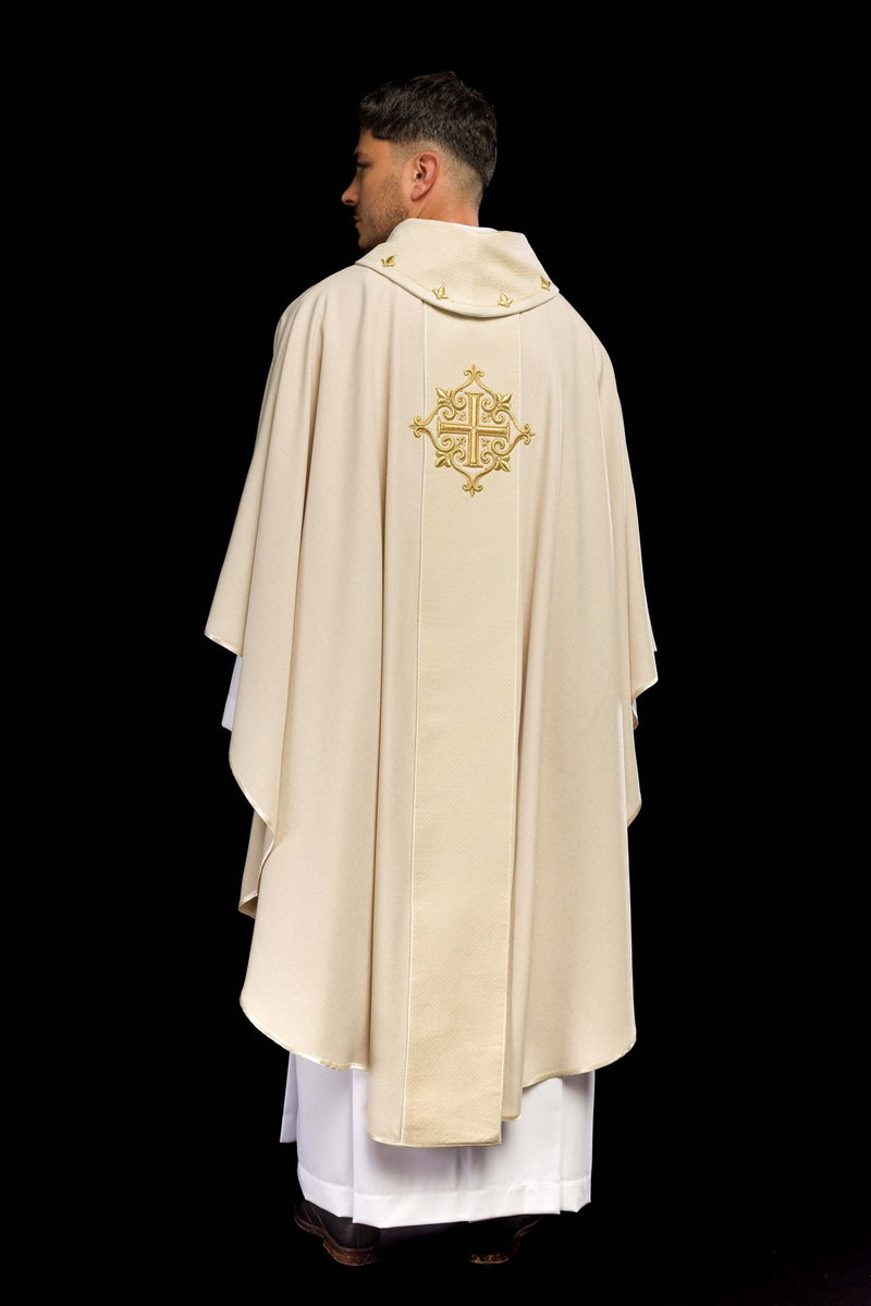 Ornat haftowany ecru, aksamit, symbol krzyża (H208) - zdjęcie 6