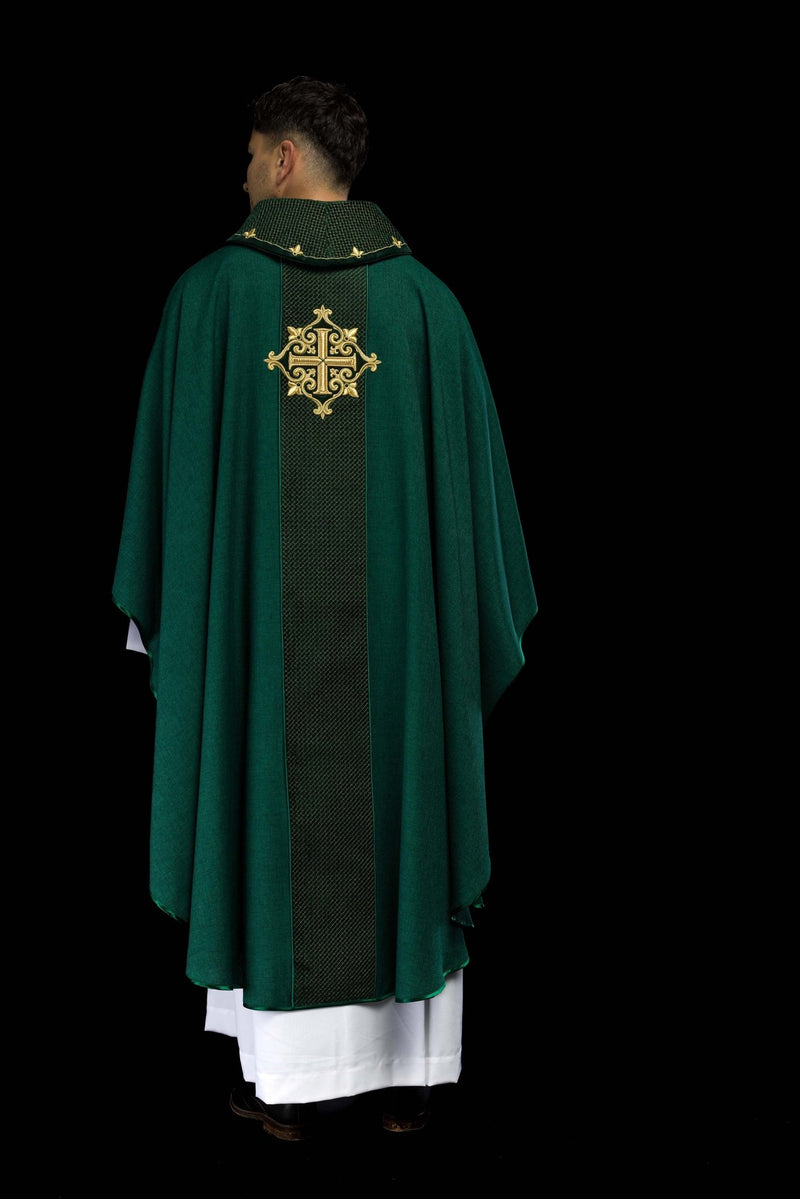 Ornat haftowany zielony, aksamit, symbol krzyża (H209) - zdjęcie 9