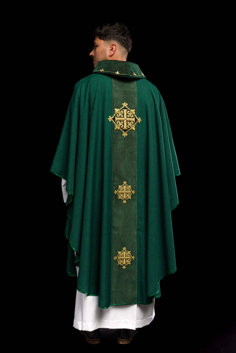 Ornat haftowany zielony, pas aksamit, symbol krzyży (H213) - zdjęcie 6