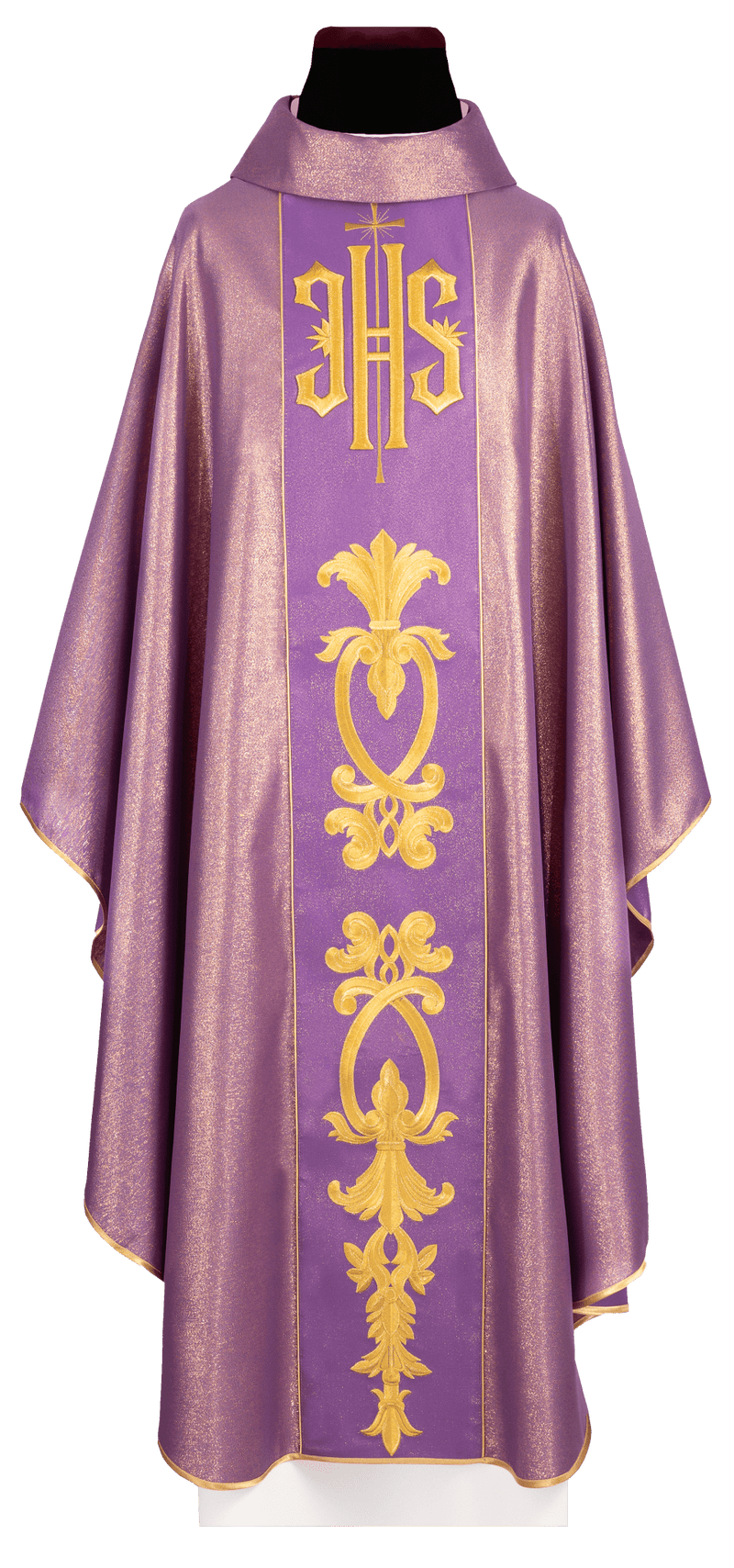 Ornat haftowany IHS fioletowy + stuła (138H)