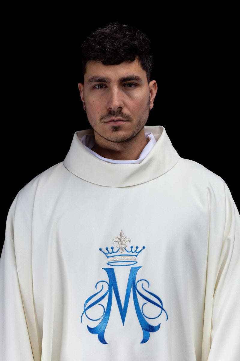 Ornat maryjny haftowany ecru + stuła (150H) - Ornaty Maryjne