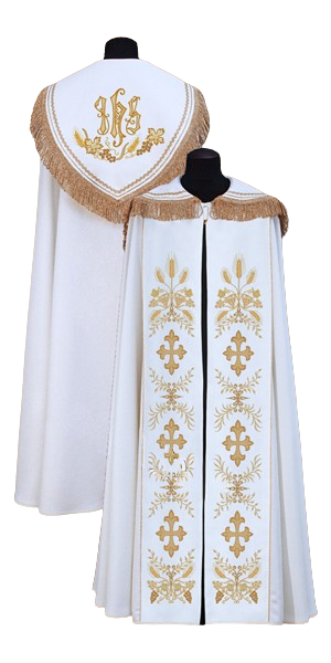 Kapa biała haftowana - KAPY LITURGICZNE