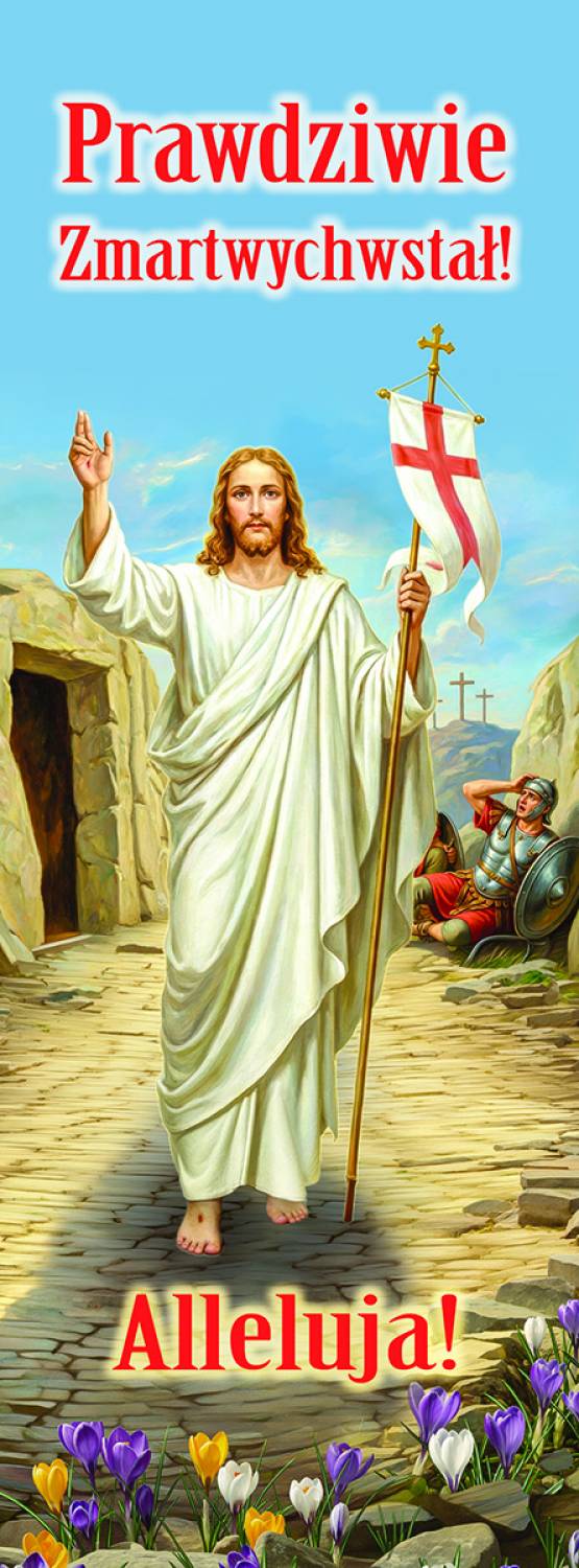 Baner wielkanocny Prawdziwie Zmartwychwstał - Alleluja - WIELKANOC