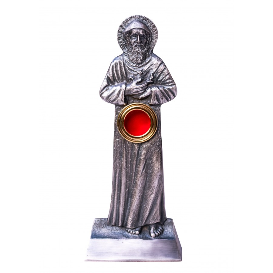 Złocony relikwiarz mosiężny 24 cm-  Postać św. Charbel - Brak kategorii - Nowość
